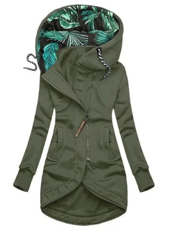 Selina™ | Lange Hoodie Met Rits En Tropische Print