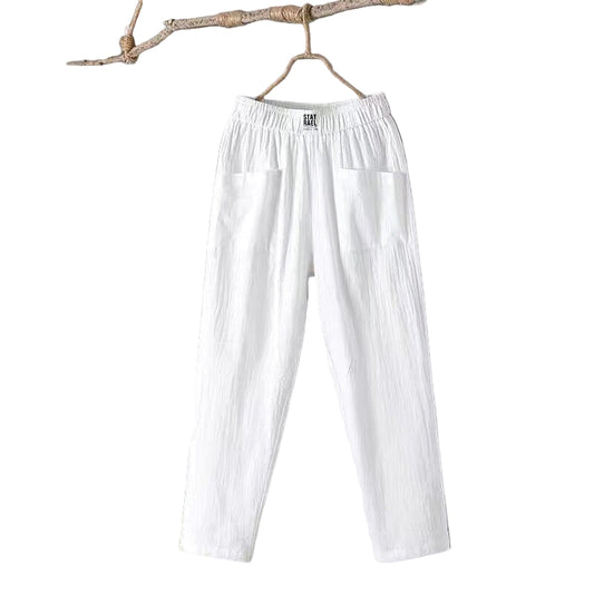 Saga™ | Casual Broek van Katoen-Linnen met Elastische Taille