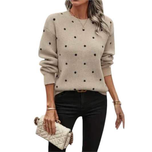Ava™ | Gebreide Casual Trui Met Stippenpatroon