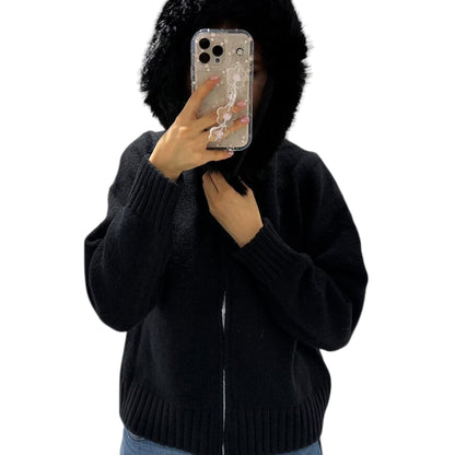 Alisanne™ | Gebreide Jas Met Rits En Faux-Fur Kraag