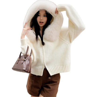 Alisanne™ | Gebreide Jas Met Rits En Faux-Fur Kraag