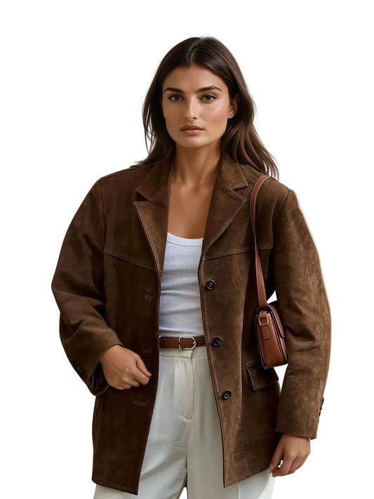 Fiora™ | Suède Blazer Met Tijdloze Retro-Elegantielijn